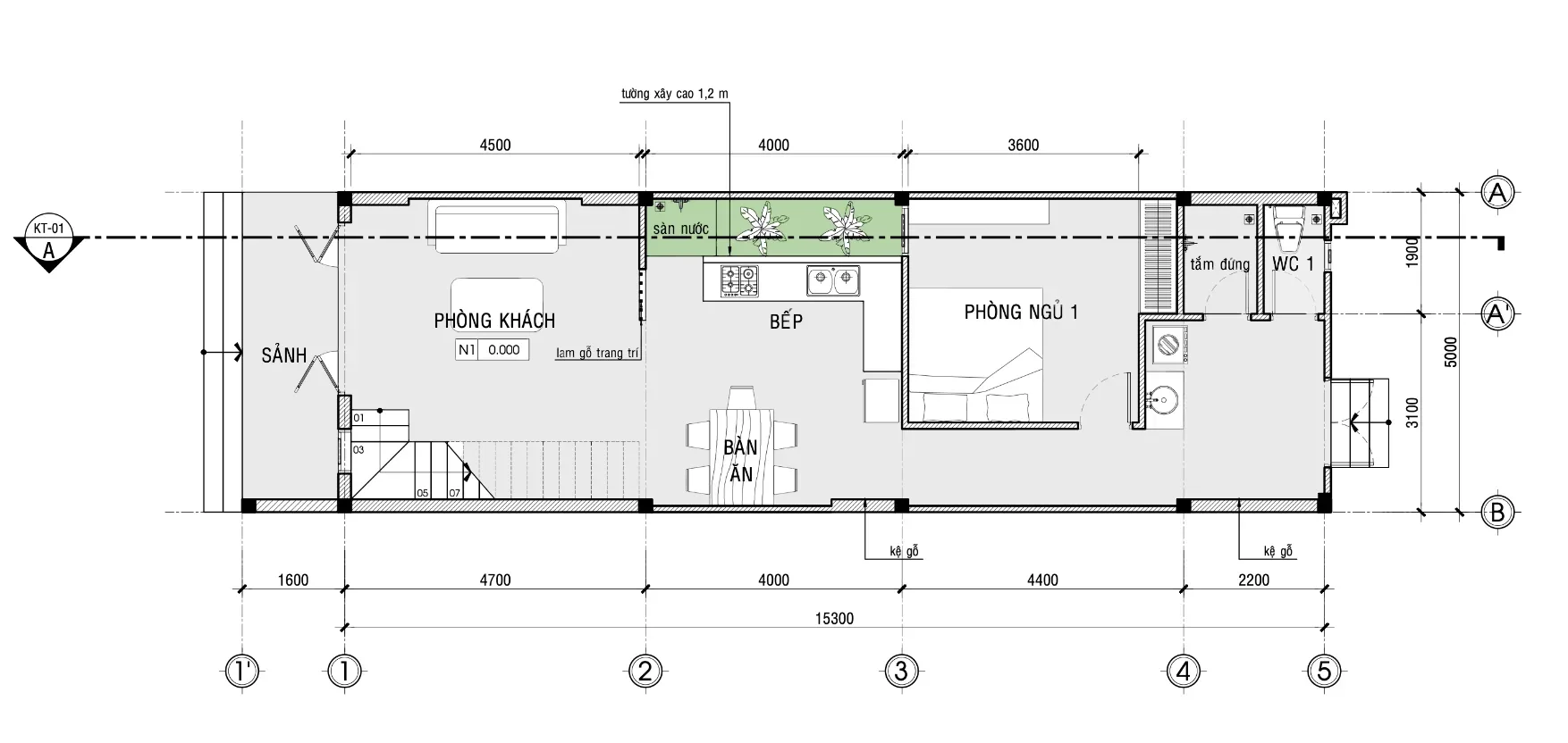 Narrow house option one floor one