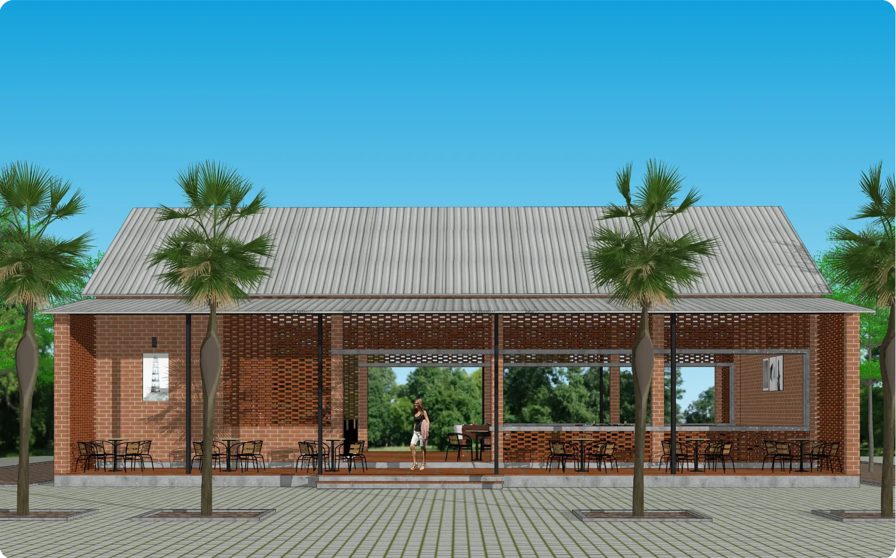 Recreation building front view