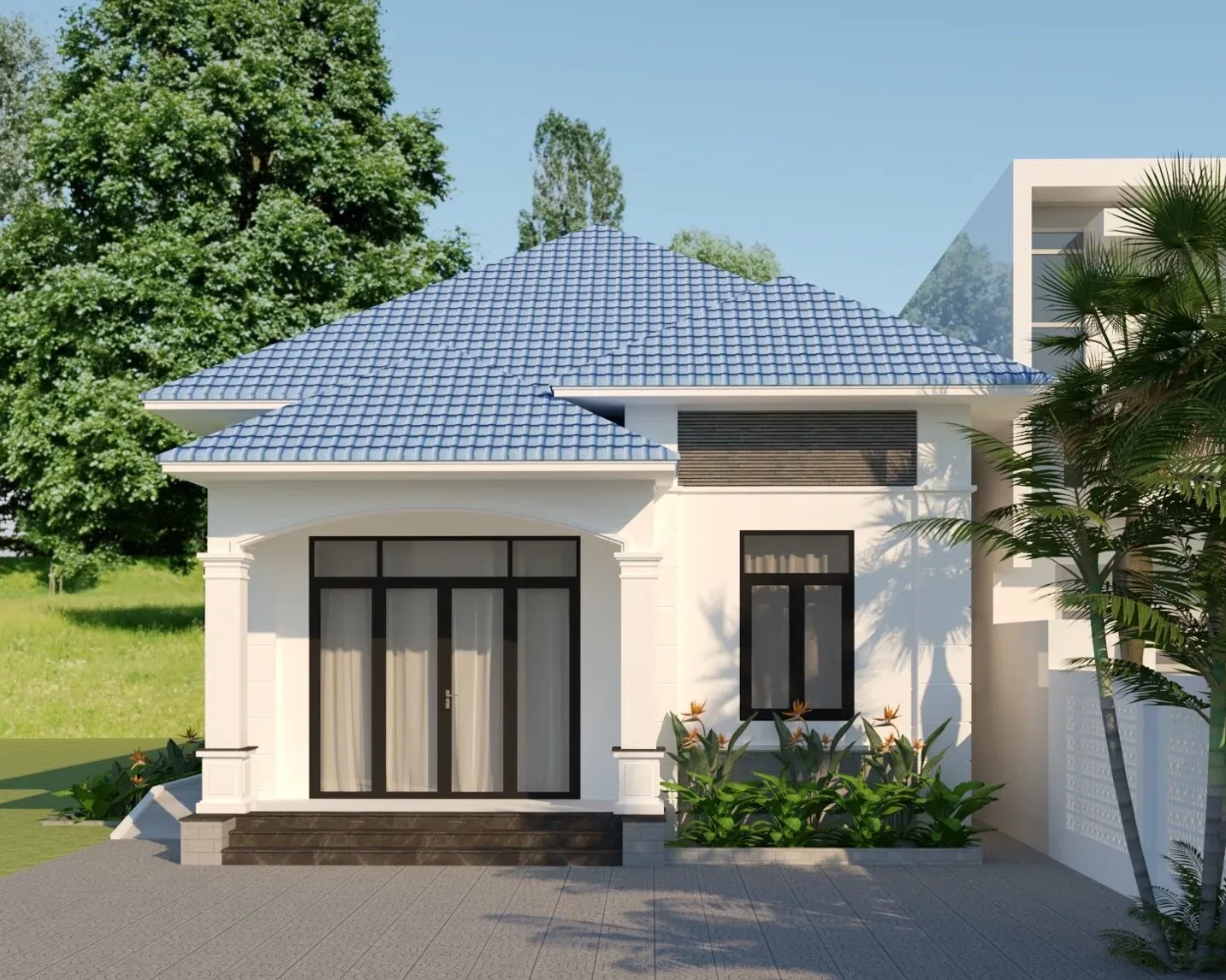 Small detached house side view