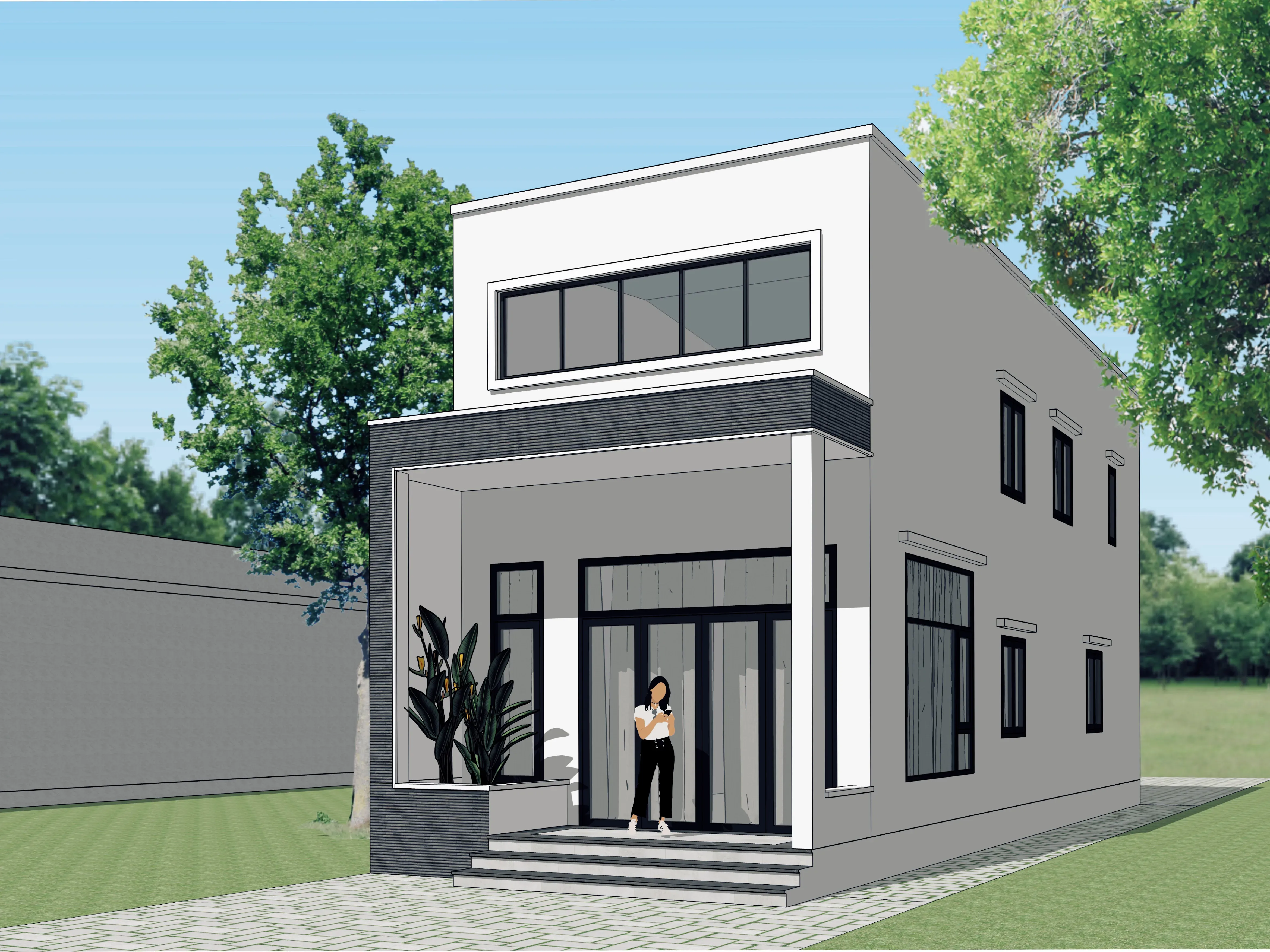 Narrow house option two render