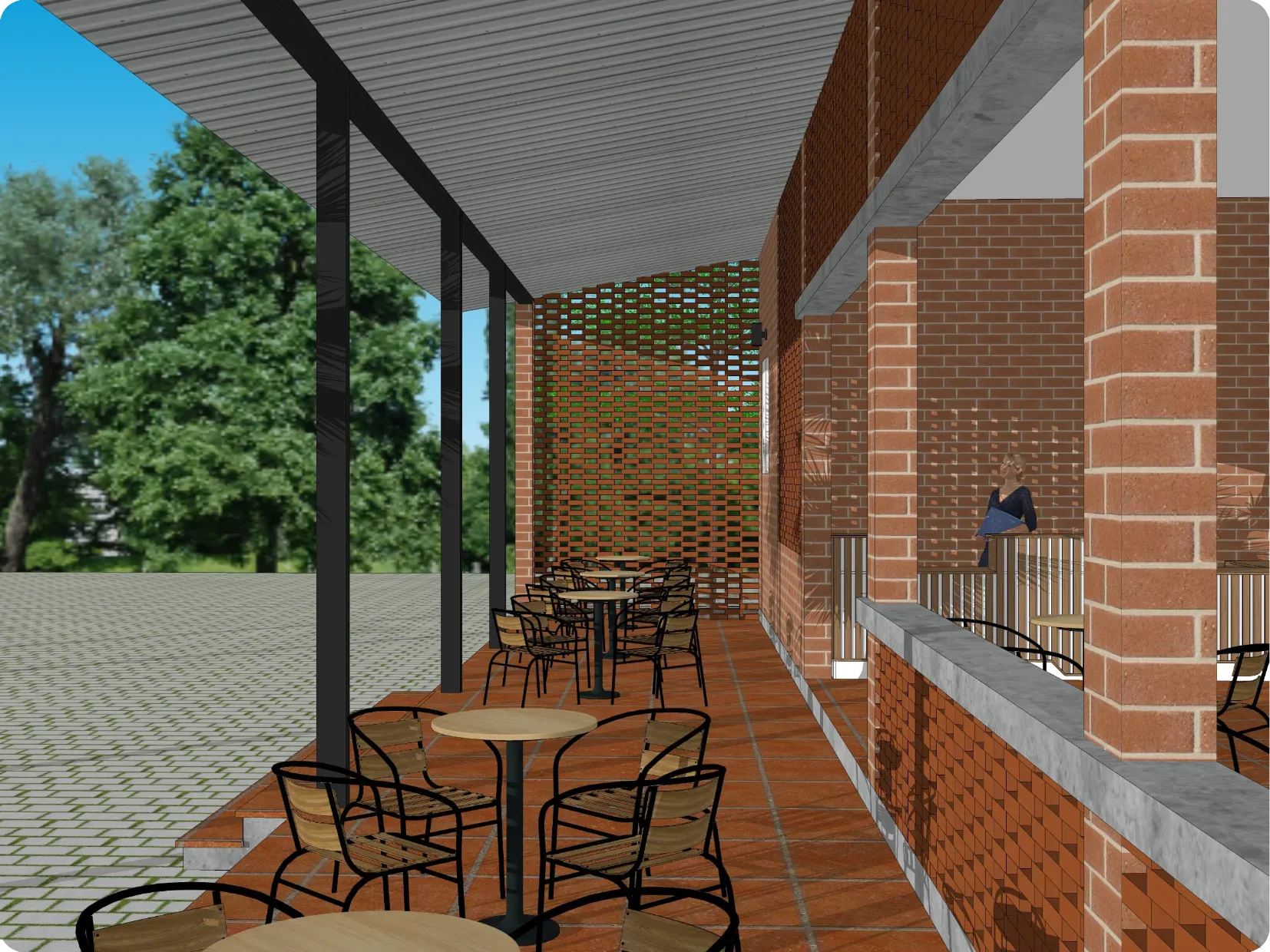 Recreation building side view