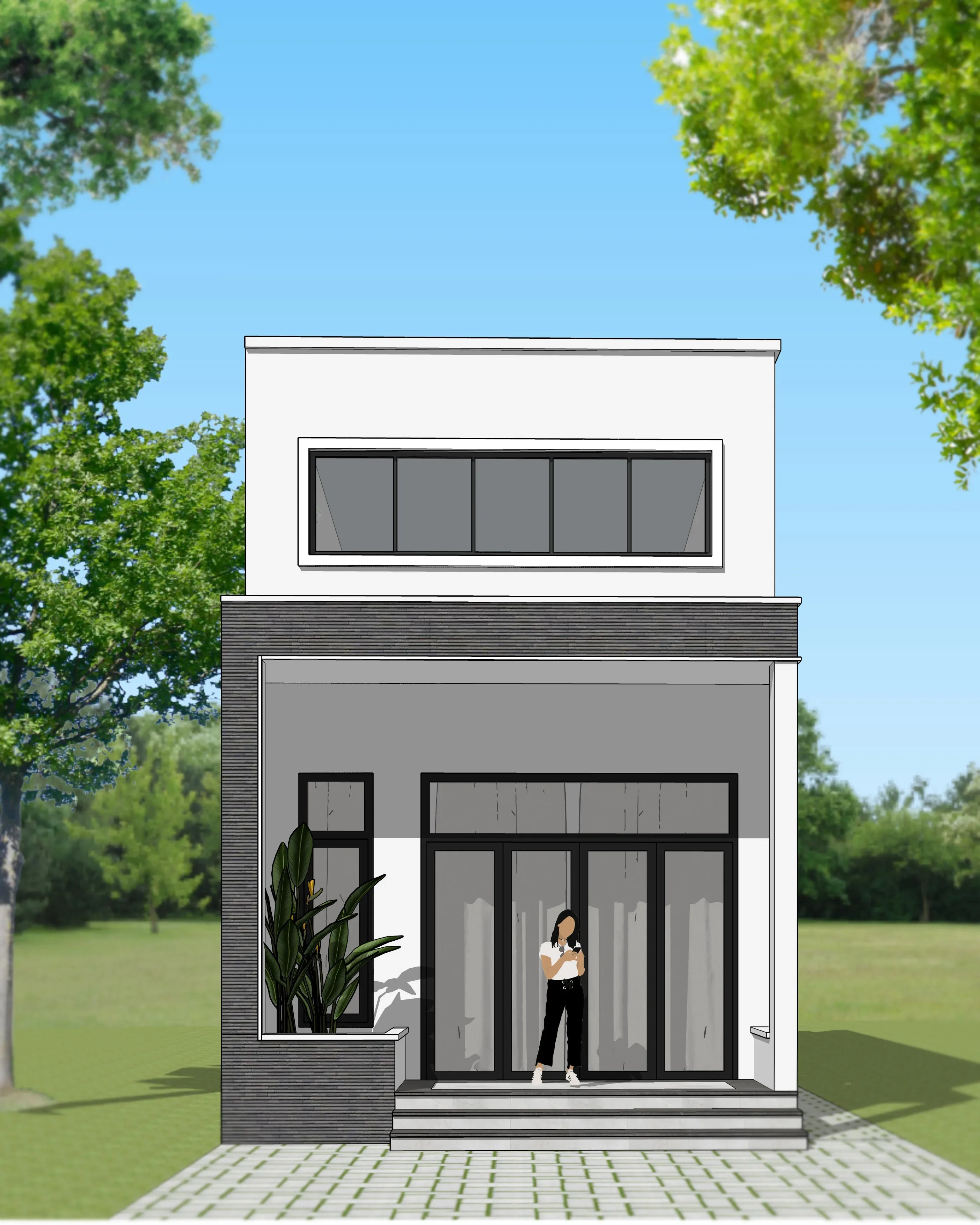 Narrow house option two render